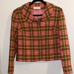Pendleton Pure Wool Cropped Blazer Jacket covered buttons sz 12